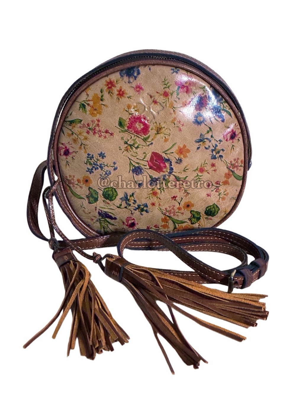 Patricia Nash • Scafiti Leather Canteen Bag with Tassel • Prairie Rose